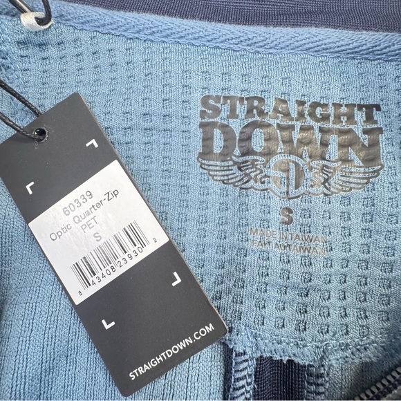 Straight Down Pullover Men's Small Blue Waffle Knit Petrol Optic 1/4 Zip Golf - Picture 2 of 12